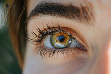 Poster - this striking close-up captures a human eye with vivid colors and detailed textures. the lighting en