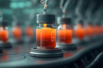 Poster - Experimental pheromone formula designed to attract attention and interest creating a mesmerizing bio luminescent solution with abstract geometric formations vibrant colors