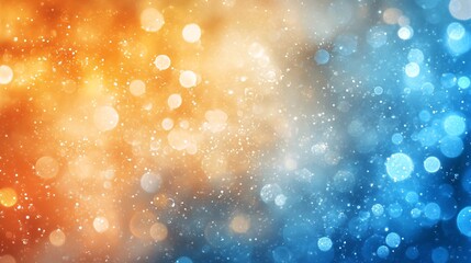 Poster - Vibrant blue and orange bokeh background with shimmering light effects, creating a dynamic, energetic atmosphere.