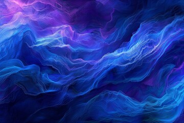 Poster - A captivating display of abstract waves in blue and purple hues flows gracefully across the canvas, evoking a sense of serenity and dynamic energy in an artistic composition.
