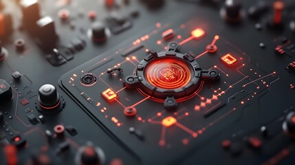 Poster - Futuristic pheromone mapping visualization with advanced holographic interface and glowing digital landscape  Cinematic cyberpunk inspired biotech theme with hyper detailed vibrant neon palette