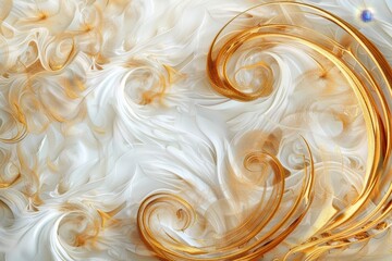 Poster - Delicate golden swirls intertwine against a white backdrop, forming an alluring abstract design that conveys sophistication and artistic expression.
