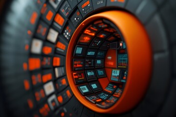 Poster - Immersive digital canvas showcasing a futuristic landscape of cascading data matrices holographic projections and quantum computing arrays