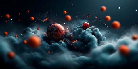Poster - Mesmerizing Digital Dreamscape with Shimmering Data Fractals Levitating Information Cores and Undulating Data Landscapes  A visionary futuristic visualization of the fluid