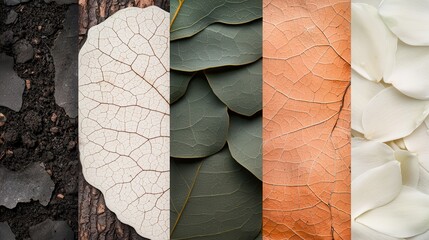 Poster - Collage of Spring Textures Featuring Diverse Flower Petals and Leaves in Natural Colors