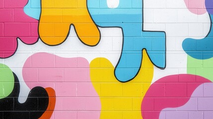 Aufkleber - Vibrant Graffiti Wall Art Featuring Bold Colors in Unique Patterns and Shapes