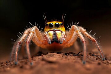 Extreme close up of a spider s spinnerets emitting pheromones to ward off predators captivating insect anatomy hypnotic spinneret action survival instinct cinematic macro photography techniques