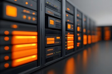 Poster - Subterranean Digital Archives Towering server racks glowing data storage arrays and advanced cryptographic key management systems power autonomous backup and secure data enclaves