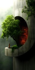 Poster - Visionary Digital Oasis with Intricate Data Structures and Generative Patterns in a Pioneering Technological Convergence  Exploring the realm of digital surrealism solarpunk influence
