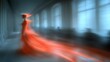 © Jay Koppelman - An abstract image of a figure in motion with a flowing red trail, symbolizing energy, creativity, and transformation in a surreal and dynamic setting
