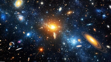 Wall Mural - outer space the dense expanse of stars stretched endlessly in all directions, background wallpaper a