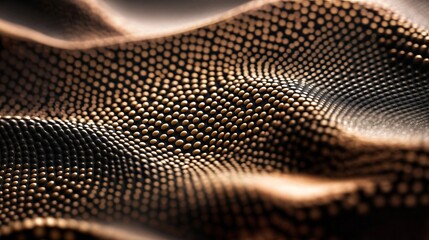 Poster - Abstract wavy surface covered with small golden spheres creating a luxurious texture