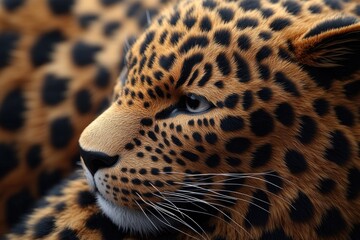 Poster - A close-up shot of a leopard's face with a blurred background, great for wildlife or nature-themed projects