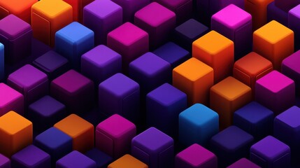 Poster - Three-dimensional arrangement of colorful cubes, creating a dynamic and abstract pattern