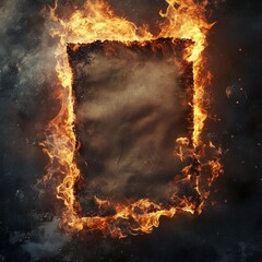 Poster - A vintage paper document burns with intense flames, creating a dramatic and powerful image of destruction and renewal.