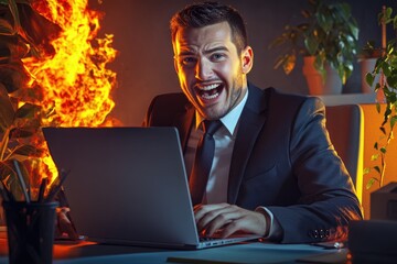 Aufkleber - A person sitting in front of a laptop, typing away