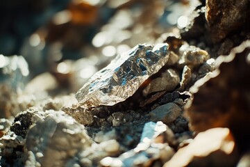 Poster - A close-up shot of a rock with a piece of tin foil wrapped around it