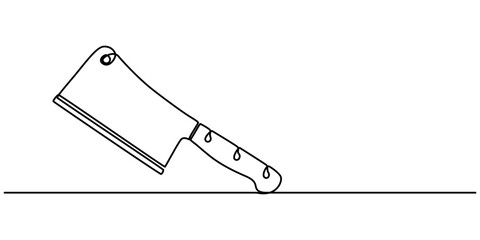 Poster - Chopping Knife Continuous Line Icon, Cleaver icon line continuous drawing vector. One line Cleaver icon vector background. kitchen knife icon. Continuous outline of a chef's knife icon, one line. 