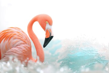 Poster - A close-up view of a flamingo in its natural habitat, with advice to use this image for wildlife or nature-related themes
