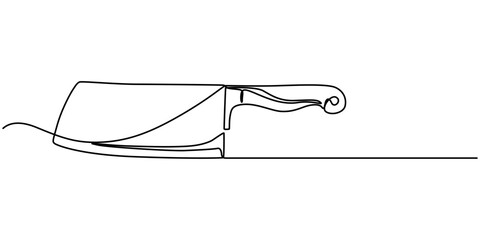 Poster - Chopping Knife Continuous Line Icon, Cleaver icon line continuous drawing vector. One line Cleaver icon vector background. kitchen knife icon. Continuous outline of a chef's knife icon, one line. 