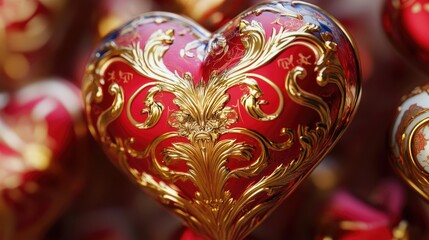 Poster - A close-up view of a heart-shaped ornament, ideal for use in romantic and sentimental contexts