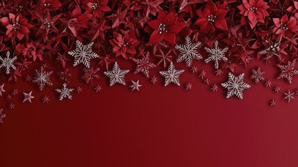 Aufkleber - A festive Christmas scene with red and white colors, featuring snowflakes