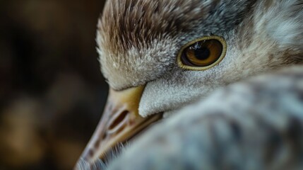 Aufkleber - A close-up shot of a bird's face with a blurred background
