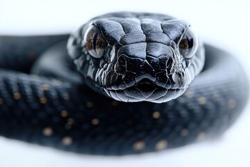 Aufkleber - A close-up shot of a snake's head on a white surface, suitable for use in wildlife or scientific illustrations