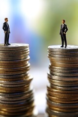 Poster - A pair of small statues perched atop a mound of currency