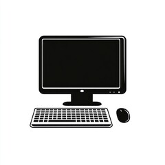 Poster - Simple Black and White Desktop Computer Icon