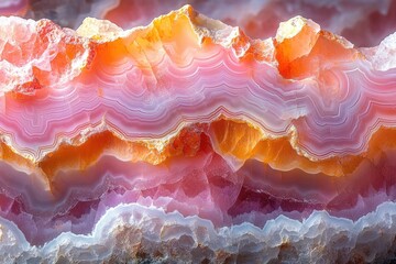 Poster - A close-up of a fragmented rock displaying vibrant pink and orange hues