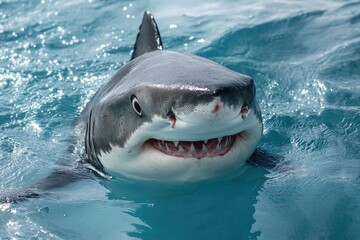 Poster - A close-up view of a shark swimming in a body of water