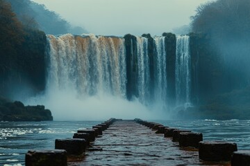 Poster - A serene hike leads to a stunning waterfall, perfect for a peaceful day out