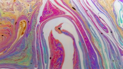 Wall Mural - Closeup video of a soap bubble showing thin film interference concept 