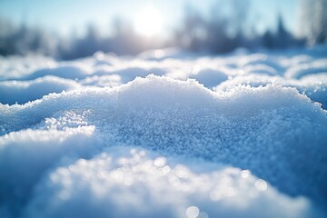 Poster - A serene winter scene with a snow-covered field and trees in the background, perfect for use in winter-themed designs or as a peaceful landscape