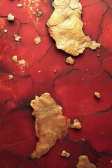 Poster - A detailed shot of vibrant red and gold paint, suitable for use in craft projects or design concepts