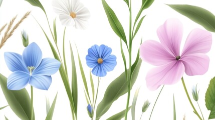 Aufkleber - A selection of colorful flowers against a clean white backdrop