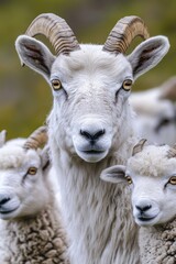 Poster - A group of sheep standing together, grazing in a field