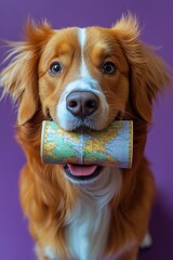 Aufkleber - A brown and white dog holds a piece of paper in its mouth, ready to deliver the message