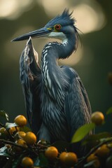 Poster - A close-up view of a bird sitting on a tree branch
