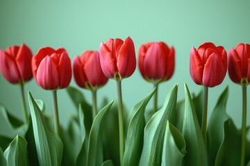Poster - A bouquet of red tulips in a decorative vase
