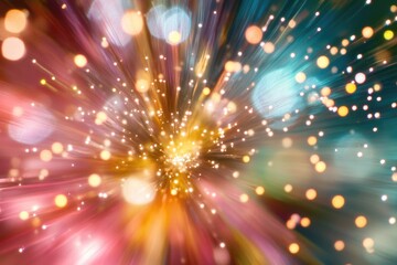 Poster - A blurred starburst image with vibrant colors and streaks