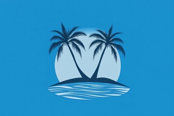 Poster - Palm trees growing on a small island in the ocean, with clear blue water and no signs of human activity