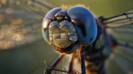 Wall Mural - A detailed view of a dragonfly's facial features