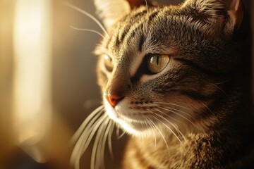 Poster - A close-up photo of a cat's face with a blurred background