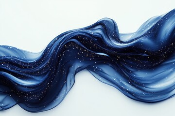 Poster - a beautiful abstract artwork featuring waves of blue and gold paint