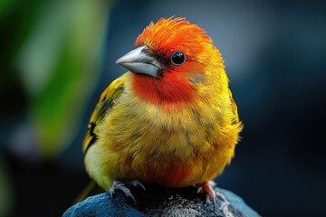 Poster - A colorful bird perched on top of a rock