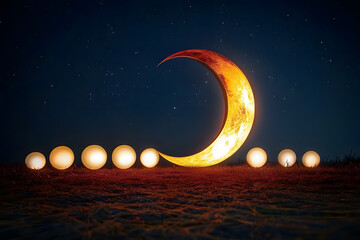 Wall Mural - symbolic representation of moon sightings during ramadan
