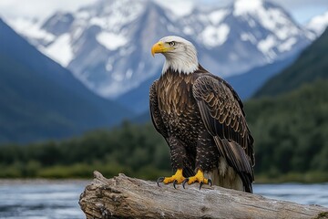 Poster - A majestic bald eagle perched high above, overlooking its surroundings