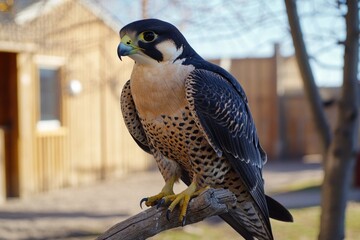 a bird of prey perched on a tree branch, great for nature and wildlife images